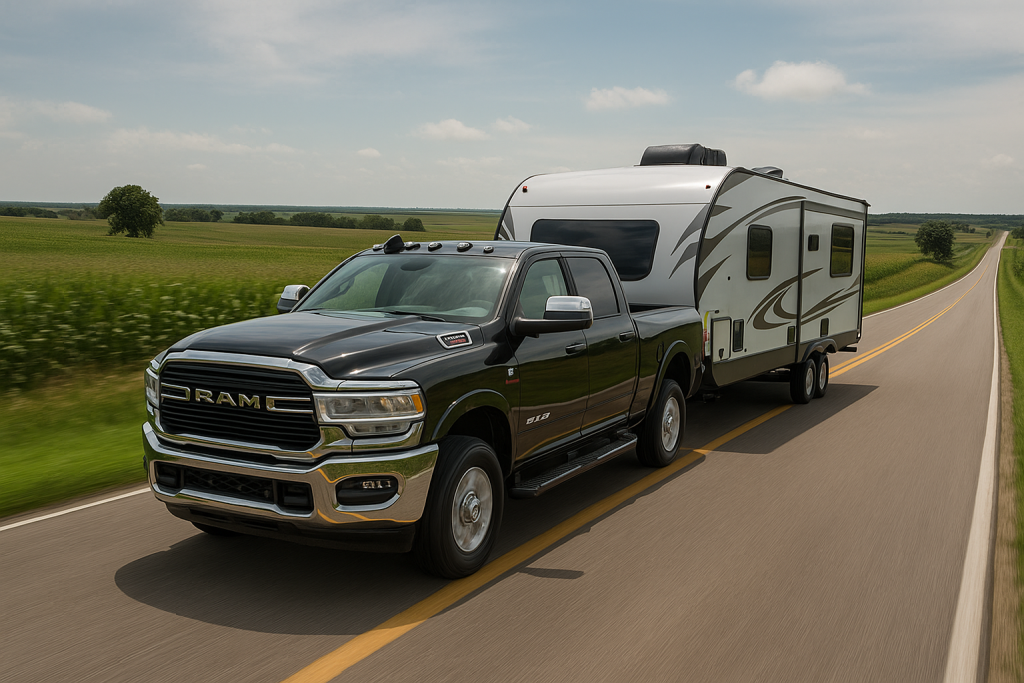 RAM truck pulling a camper
