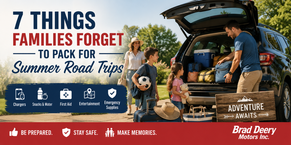 a family packing an suv for a road trip
