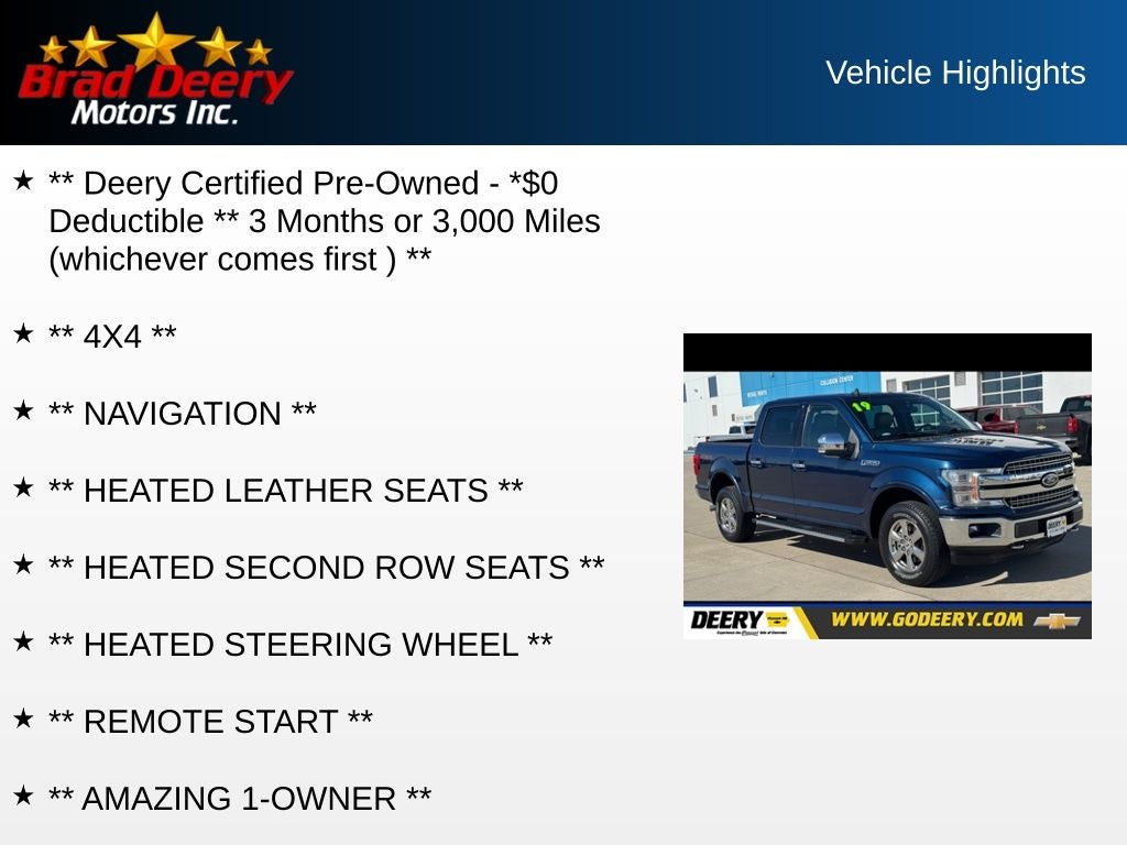 2019 Ford F-150 Lariat Crew Cab 4X4