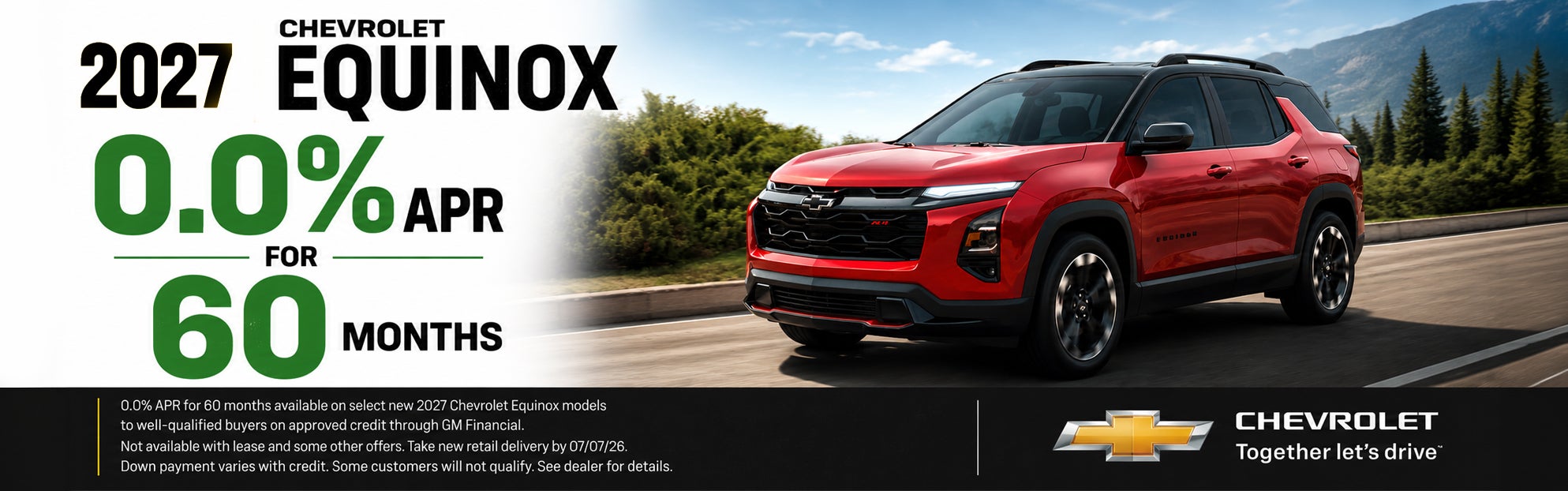 0% apr for 60 month on new Equinox