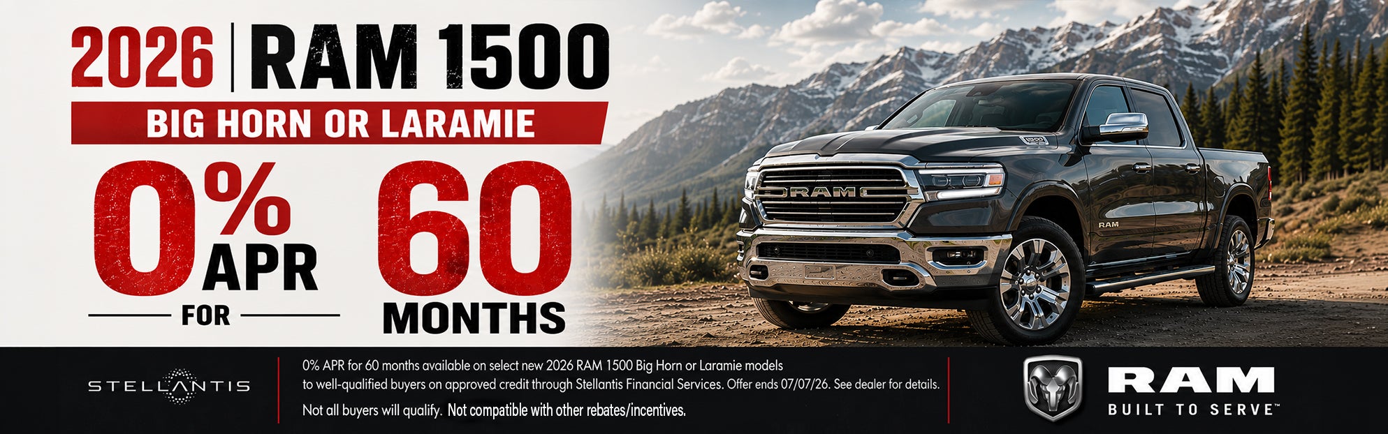 0% APRfor 60 months on select new 2026 RAM 1500