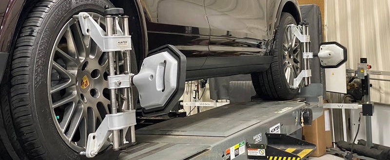 car on an alightment rack